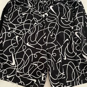 Nike Men's Athletic Shorts in Black with White Swirl Design